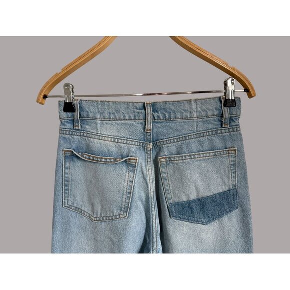 Reformation Cynthia Patch High Rise Straight Jeans in Tahoe Light Wash Denim Siz - Picture 7 of 9